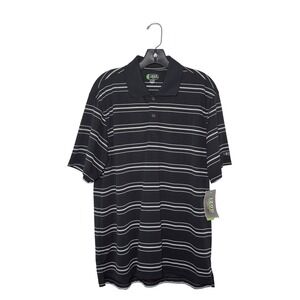 Izod Golf Men Extreme Function Black Gray Polo Lare‎ Shirt Preppy Casual